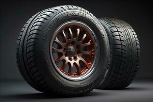 Auto Reifen auf ein solide Farbe Hintergrund. ai generativ foto