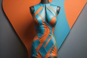 Damen Kleid auf ein Mannequin im ein Mode speichern. ai generativ foto