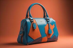 Leder Damen Handtasche auf ein solide Farbe Hintergrund. ai generativ foto