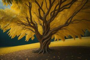 Herbst Baum mit Gelb Blätter. generativ ai foto