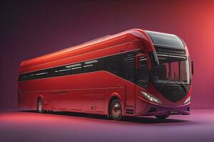modern Bus auf ein dunkel lila Hintergrund. generativ ai foto