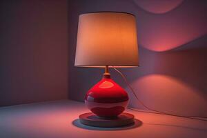 ein rot Lampe im ein Zimmer mit ein Mauer. generativ ai foto