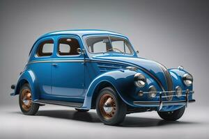 klassisch Blau alt Auto auf ein grau Hintergrund. generativ ai foto