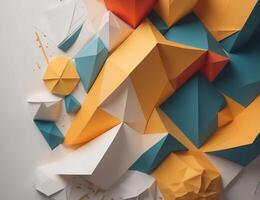 bunt Origami Papier auf ein Weiß Hintergrund. generativ ai foto