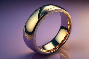 Hochzeit Ring auf ein lila Hintergrund. generativ ai foto