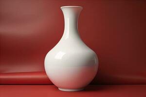 Keramik Vase auf ein solide Farbe Hintergrund. ai generativ foto