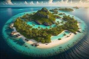 tropisch Strand mit Palme Bäume und Weiß Sand. ai generativ foto