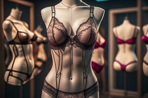 sinnlich Dessous auf ein Mannequin. ai generativ foto