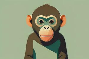 Vektor Illustration von ein Affe. Karikatur Stil. ai generativ foto