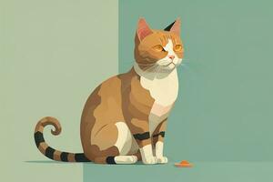 süß Katze Sitzung auf das Boden. Vektor Illustration im retro Stil. ai generativ foto