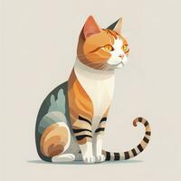 süß Katze Sitzung auf das Boden. Vektor Illustration im retro Stil. ai generativ foto