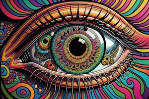 bunt Auge. psychedelisch Hintergrund. Vektor Illustration. ai generativ foto