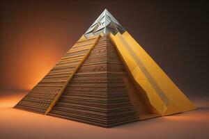kreativ und bunt Pyramide auf ein solide Farbe Hintergrund. ai generativ foto
