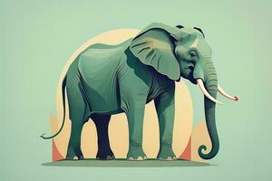 Vektor Illustration von ein Elefant. isoliert auf ein solide Farbe Hintergrund. ai generativ foto