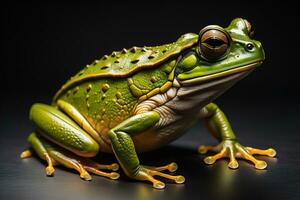 europäisch Baum Frosch, Hyla Arborea isoliert auf solide Farbe Hintergrund. ai generativ foto