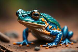 europäisch Baum Frosch, Hyla Arborea isoliert auf solide Farbe Hintergrund. ai generativ foto