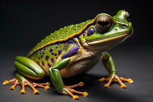 europäisch Baum Frosch, Hyla Arborea isoliert auf solide Farbe Hintergrund. ai generativ foto