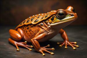 europäisch Baum Frosch, Hyla Arborea isoliert auf solide Farbe Hintergrund. ai generativ foto