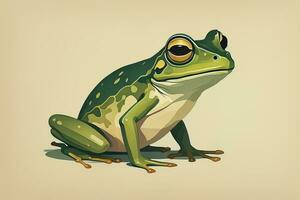 Frosch auf ein Grün Hintergrund. Vektor Illustration von ein Frosch. ai generativ foto