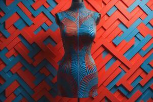 Damen Kleid auf ein Mannequin im ein Mode speichern. ai generativ foto