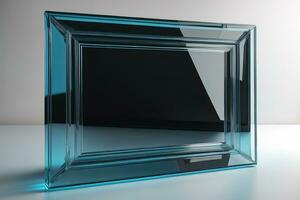 Glas Bild Rahmen auf ein solide Farbe Hintergrund. ai generativ foto
