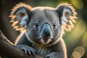 Koala im das natürlich Umfeld, Nahansicht. ai generativ foto