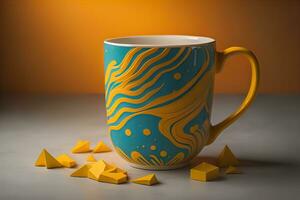 Tasse von Kaffee. schön und stilvoll Kaffee Tasse auf ein solide farbig Hintergrund. ai generativ foto