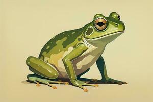 Frosch auf ein Grün Hintergrund. Vektor Illustration von ein Frosch. ai generativ foto