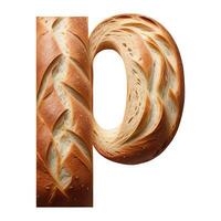 Brot Typografie Text Design Kleinbuchstaben Alphabet P, ai generativ foto