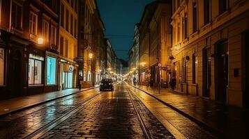 Umarmen das rätselhaft Charme von das Stadt Straße beim Nacht. generativ ai foto