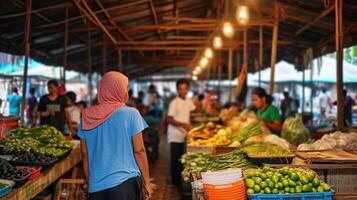 lokal Markt Erfahrung, entdecken das Reich Schätze von das lokal Basar. generativ ai foto