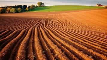 gepflügt Feld im Kansas, vereinigt Zustände. generativ ai foto