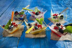 Panna Cotta mit Beeren foto