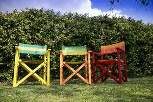 Sessel im farbig Holz foto