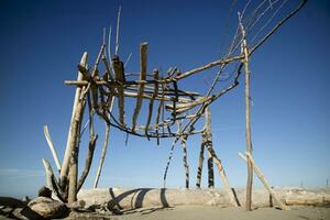 hölzern Gebäude auf das kostenlos Strand von viareggio Italien foto