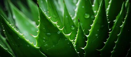 ein extrem Nahansicht Bild von ein Grün Aloe vera Anlage, gefangen im Vollbild Fotografie. foto