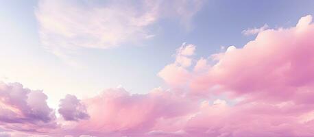 ist ein hell und beschwingt Rosa Panorama von ein wolkig Himmel. es ist ein natürlich tagsüber Szene mit ein foto