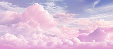ist ein hell und beschwingt Rosa Panorama von ein wolkig Himmel. es ist ein natürlich tagsüber Szene mit ein foto