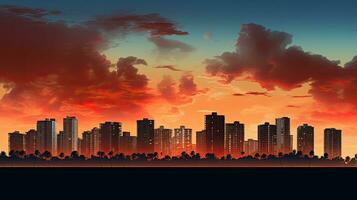 Wohnung Wolkenkratzer im sonnig Inseln Strand Florida isoliert gegen bunt Sommer- Sonnenuntergang Himmel foto