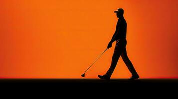 Studio Silhouette von ein Golfspieler foto