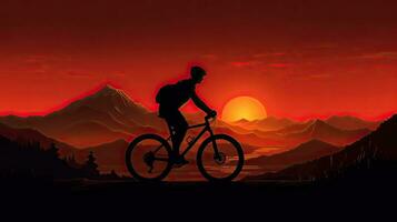 ein Mann ist Berg Radfahren beim Nacht durch selbst foto
