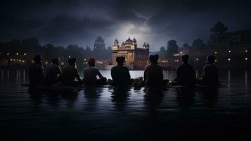 Sikh Pilger in der Nähe von das heilig Schwimmbad beim golden Tempel im Amritsar Punjab Indien foto