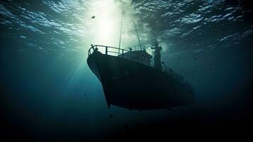 unter Wasser Boot Silhouette foto