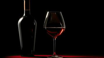 Silhouette von Wein Glas und Flasche schwarz Hintergrund foto