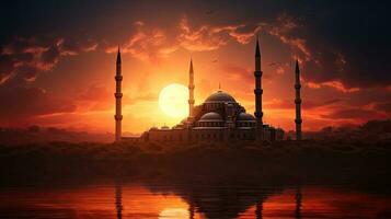 Moschee Gliederung mit Minarette beim Sonnenuntergang im Istanbul foto