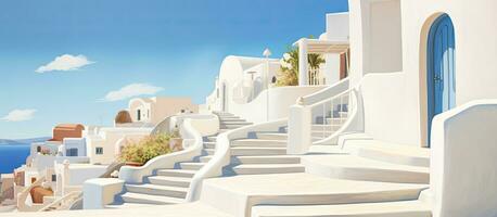 Treppe führen zu Terrasse im oia Santorini foto