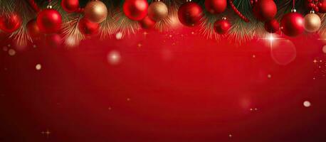 Weihnachten Hintergrund mit rot Farbe Tanne Geäst und Ornamente foto