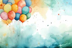 Aquarell Geburtstag Hintergrund mit Luftballons foto