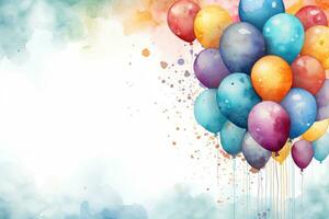 Aquarell Geburtstag Hintergrund mit Luftballons foto