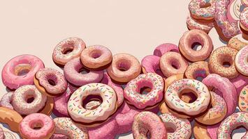 Donuts mit Rosa Glasur und Sträusel, Illustration ai generiert foto